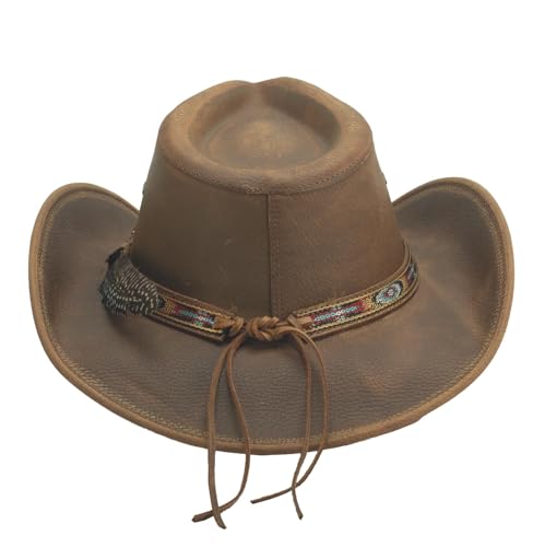 Bullhide Leather Roswell Brim 3 3/8" Cowboy Bronze Hat in Size Medium