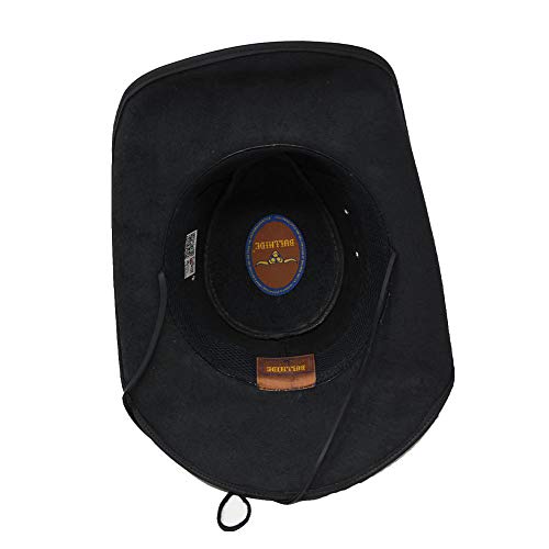 BULLHIDE Leather Collection Men's King of The Road Top Grain Leather Cowboy Hat with 3 3/8" Brim and Chin Cord