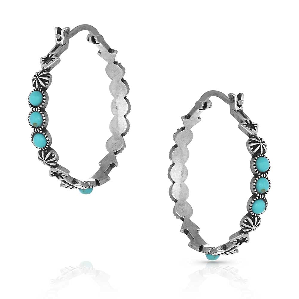 Montana Silversmiths Western Lifestyle Turquoise Post/Stud Earrings (Round Hoop)