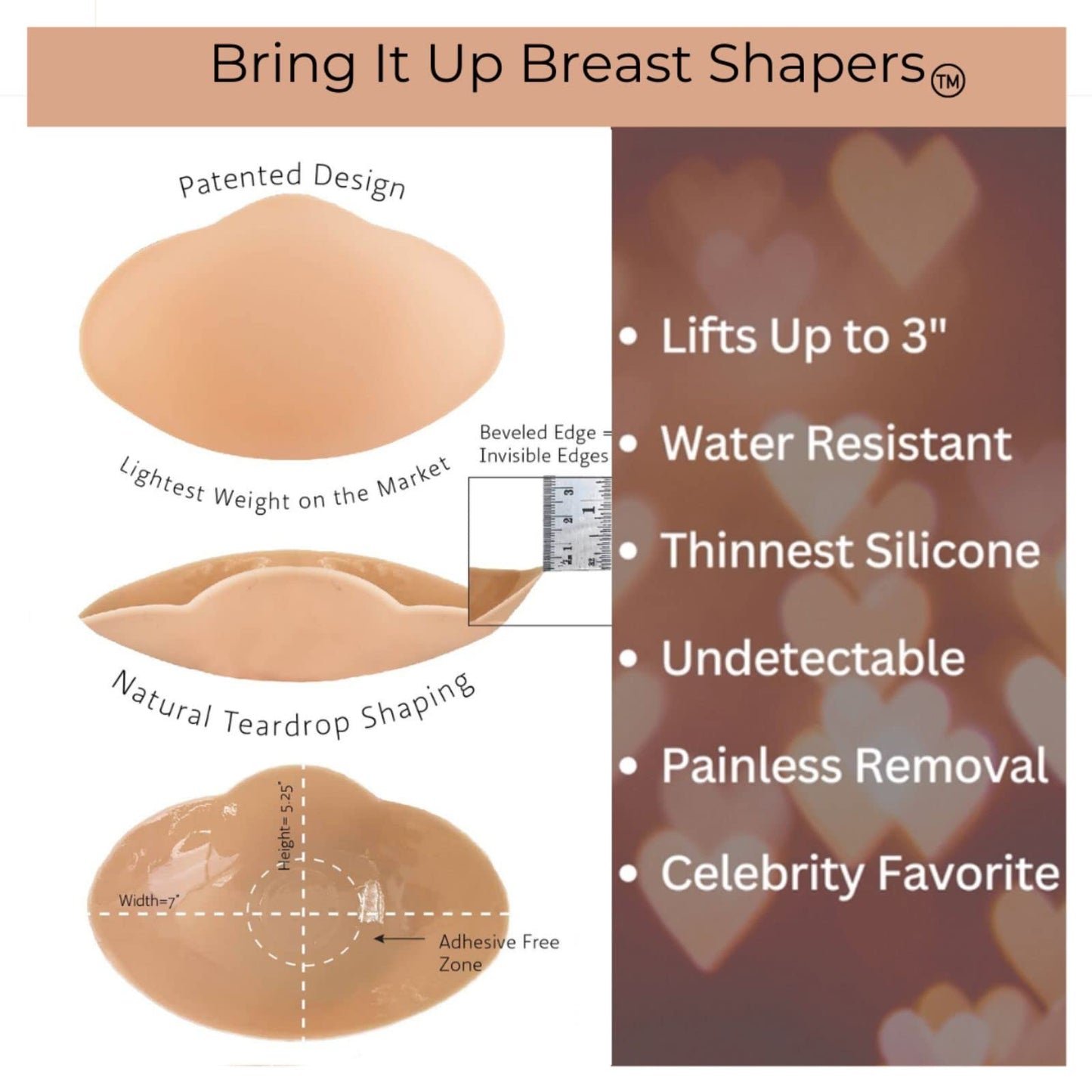 Bring It Up Push Up Sticky Bra, Breast Lifters, Breast Shaper, Adhesive Bra, Nipple Cover, Pasty, Cup Size DD, Nude