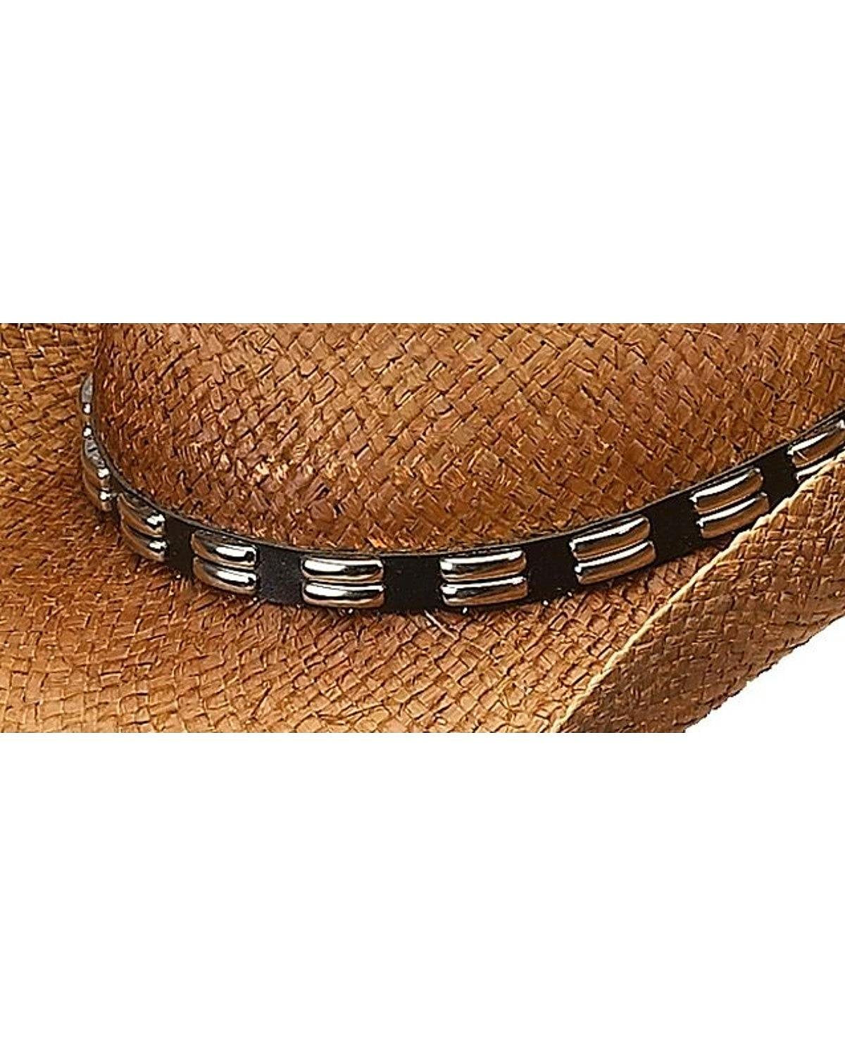 Peter Grimm Ltd Men's Bret Studded Raffia Straw Cowboy Hat Brown One Size