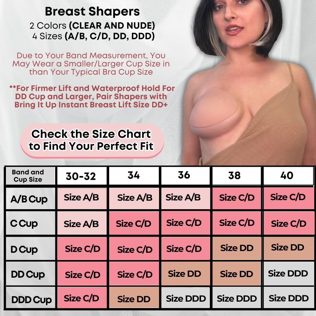 Bring It Up Push Up Sticky Bra, Breast Lifters, Breast Shaper, Adhesive Bra, Nipple Cover, Pasty, Cup Size DD, Nude