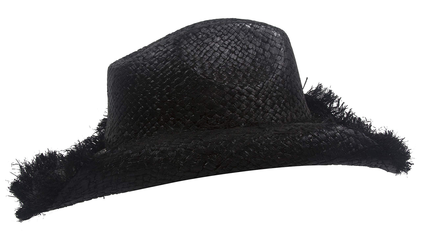 Peter Grimm Ltd None Osborn Raffia Straw Cowboy Hat Black One Size