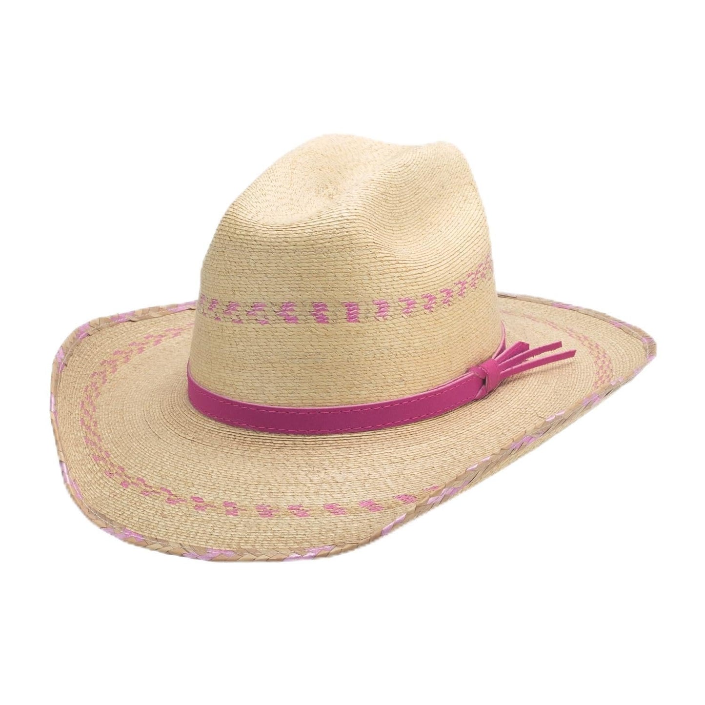 Kids Straw Hats Roseville Cowboy Natural Pink Hat in Size Elastic OSFM