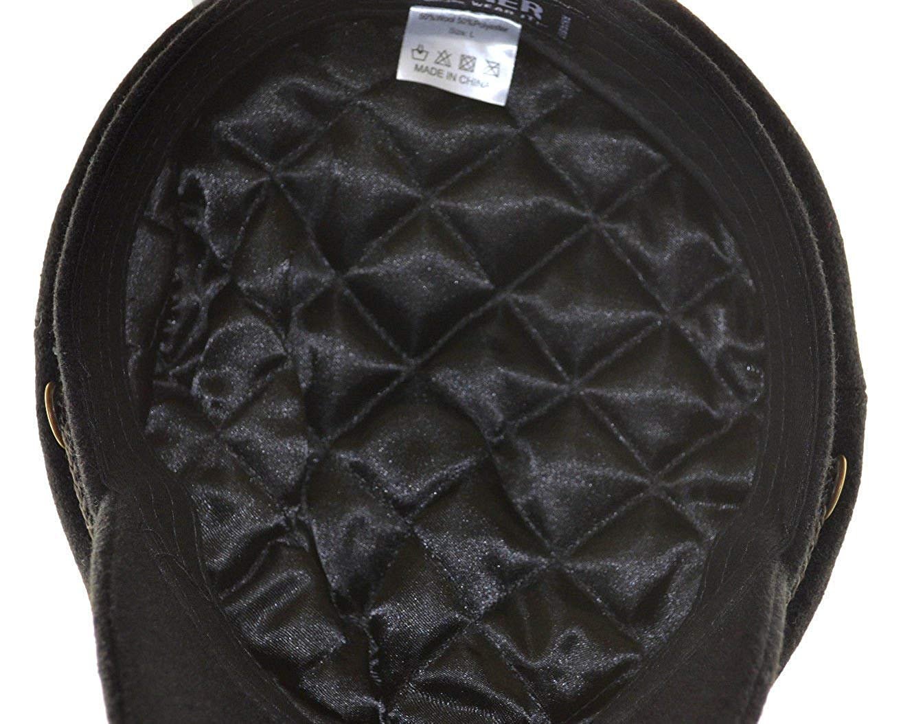 Broner Wool Blend Fisherman Cap Greek Sailor Hat in Black with Gold Button (Small, Black)