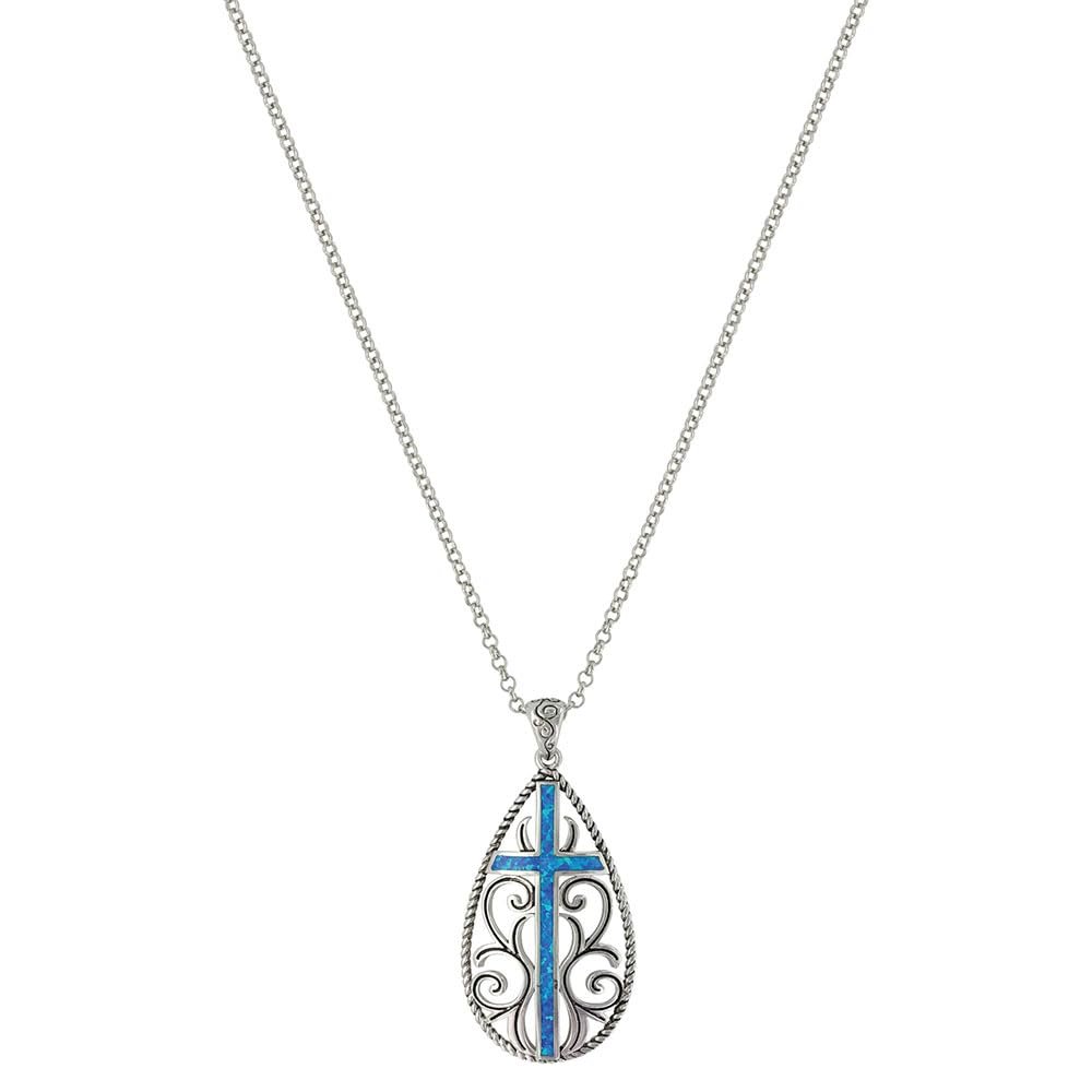 Montana Silversmiths Filigree Water Lights Cross Christian faith Western Inspired 19 Inch Necklace