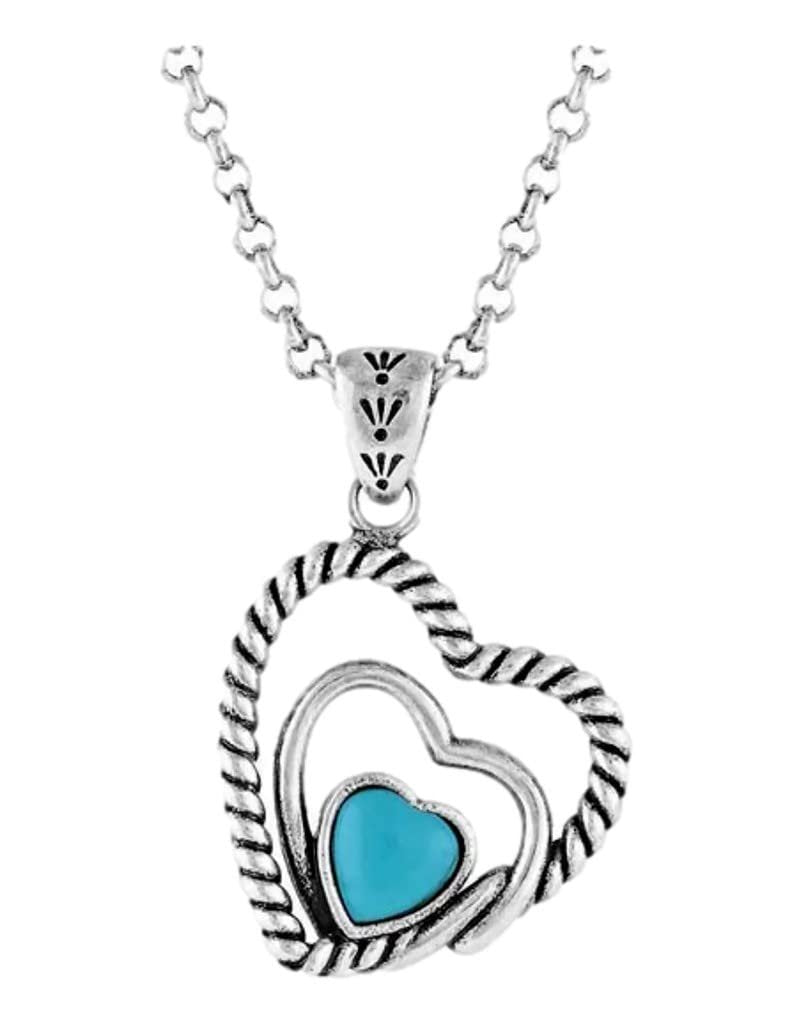 Montana Silversmiths Women's Clearer Ponds Turquoise Heart Necklace Silver One Size