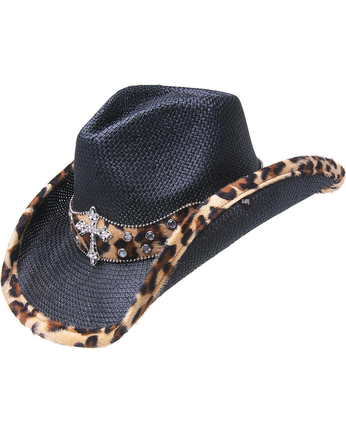 Peter Grimm Ltd Unisex Winslow Straw Cowboy Hat Black One Size