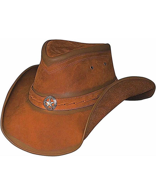 Bullhide "Cooper Creek Leather Outback Hat with Star Concho 4024