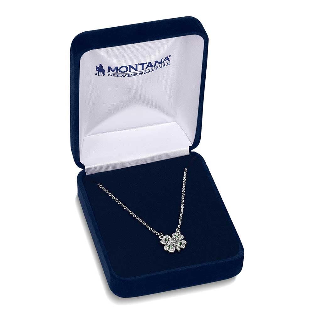 Montana Silversmiths Sparkling Cubic Zirconia 4-H Four Leaf Clover Ladies 18 Inch Split Chain Necklace