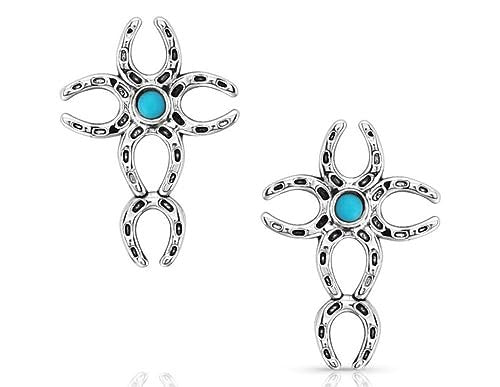 Montana Silversmiths Western Lifestyle Cross Earrings (Faith Never Fails Horseshoe)