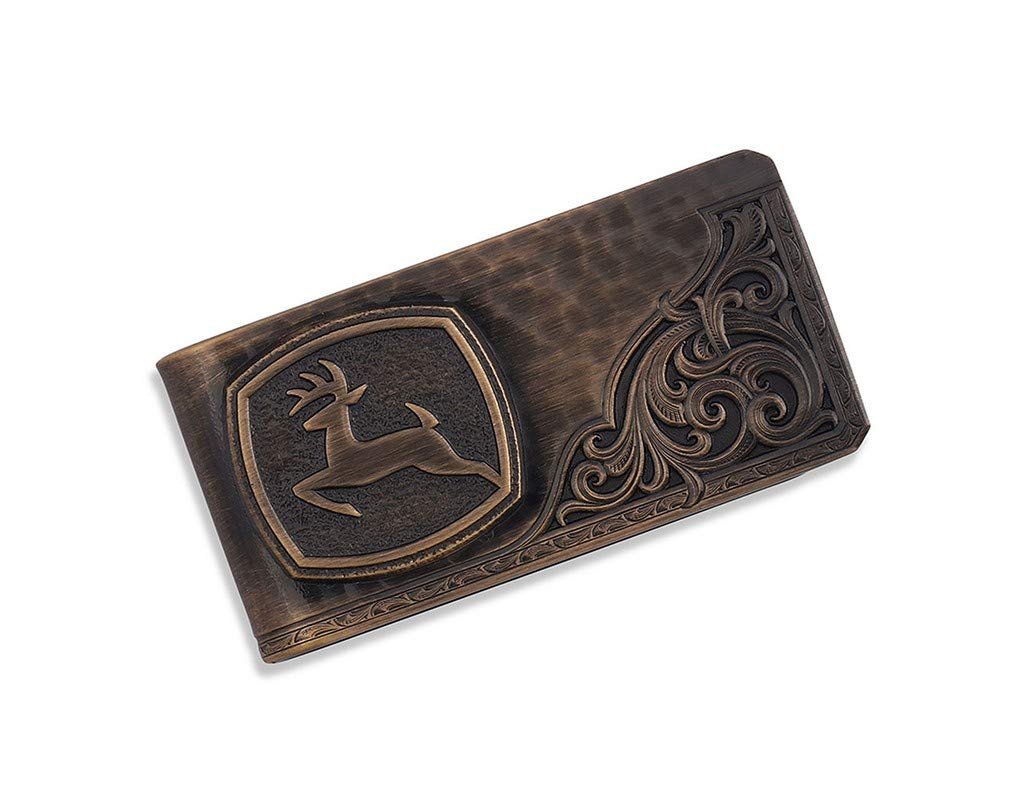 Montana Silversmiths Western Themed Money Clip, Made In USA (Filigree John Deere - Bronze)
