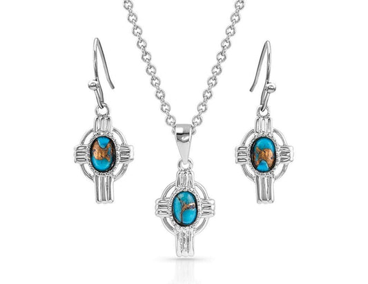 Montana Silversmiths Women's Easter Cross Turquoise Jewelry Set Silver One Size