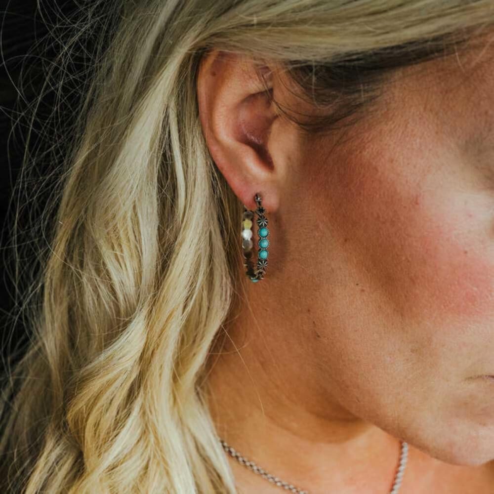 Montana Silversmiths Western Lifestyle Turquoise Post/Stud Earrings (Round Hoop)