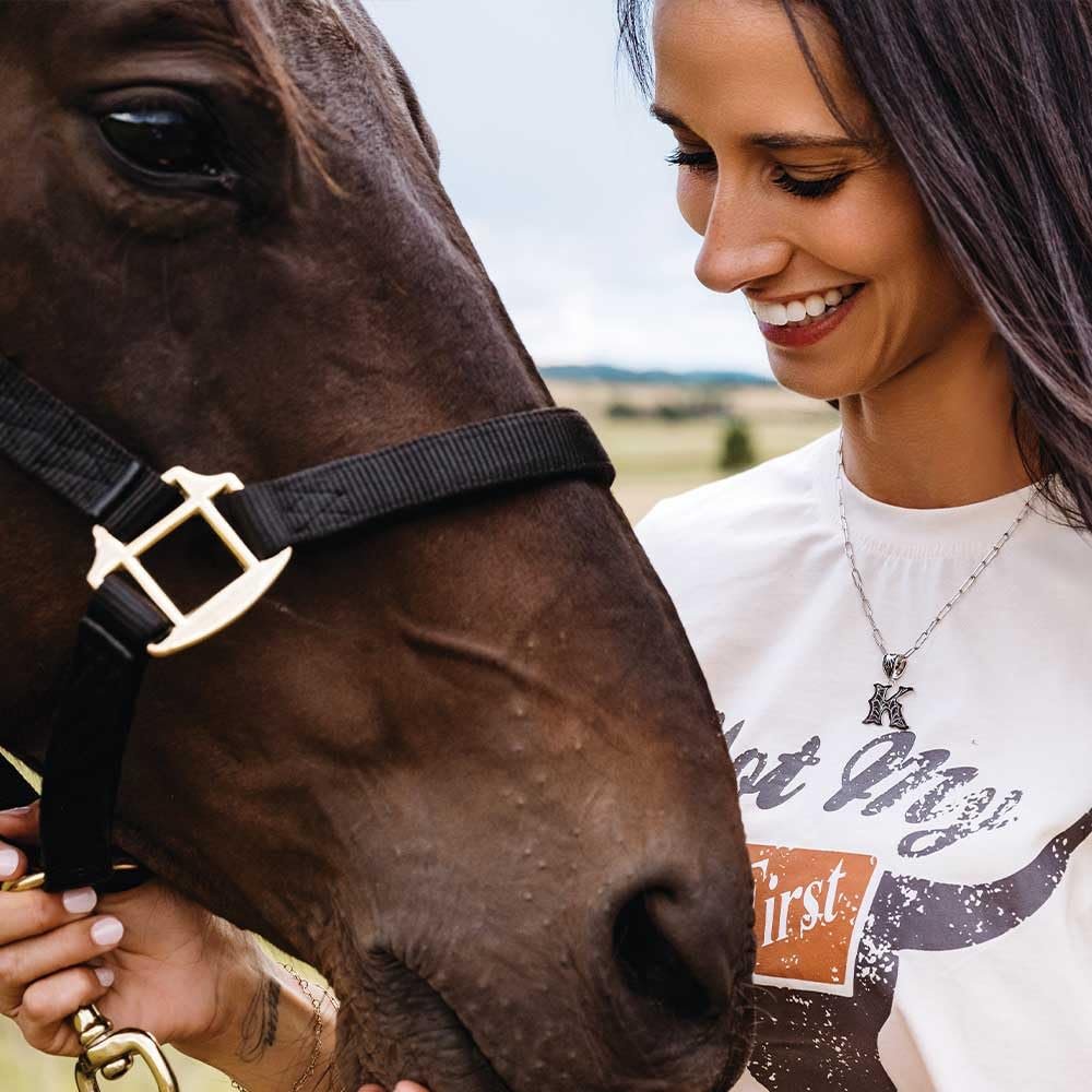 Montana Silversmiths Western Initial Pendant 18 Inch Adjustable Paperclip Chain Necklace