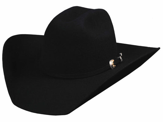 Bullhide Felt Collection Kingman 4x Premium Wool Western Cowboy Hat, 4" Brim, Black, 7 1/2