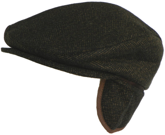 Broner Wool Herringbone Ear Flap Ivy Scally Cap Snap Bill Driver Cap