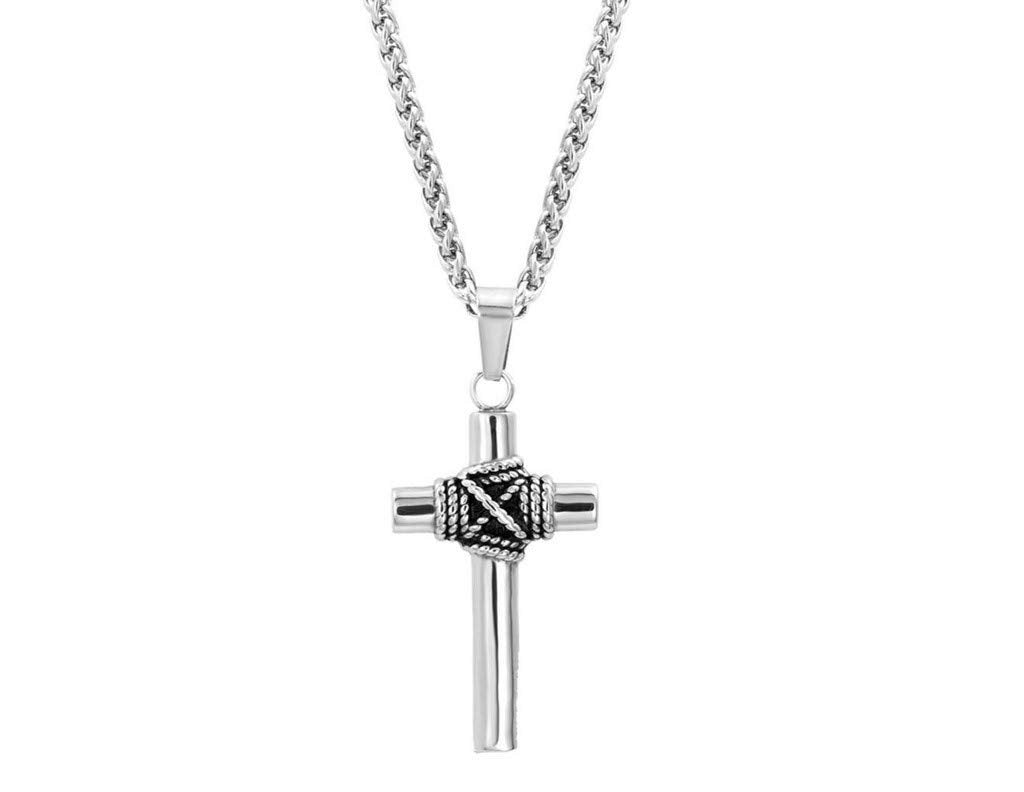 Montana Silversmiths Christian Faith Cross Men's Necklace (Rope Wrapped Cross Necklace)