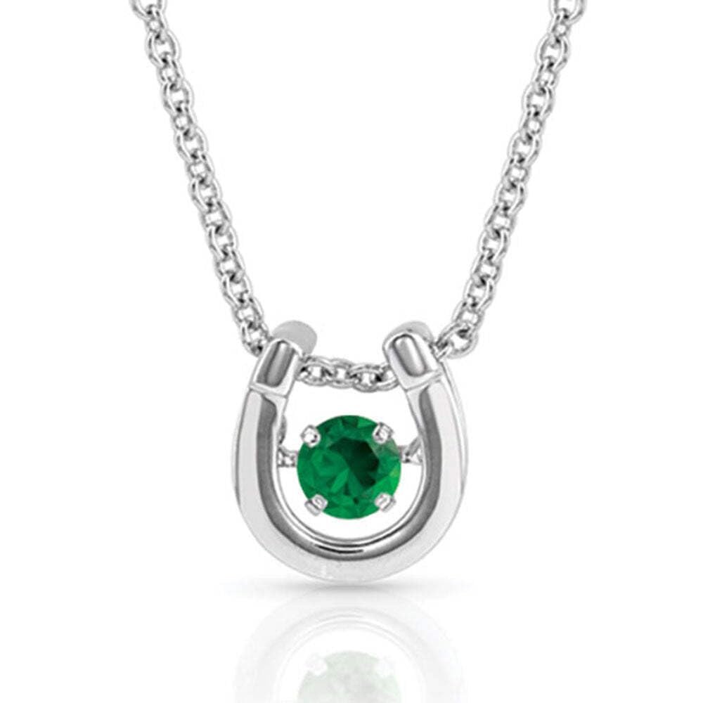 Montana Silversmiths Women's Dancing Birthstone Cubic Zirconia Horseshoe Pendant Necklace