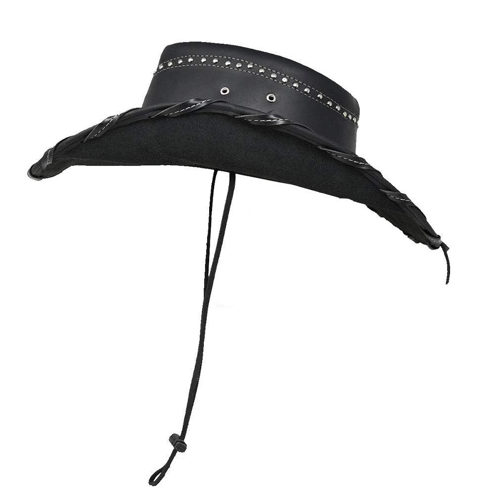 Bullhide Men's 3 3/8" Brim Collection Iron Road Top Grain Leather Cowboy Hat with Chin Cord