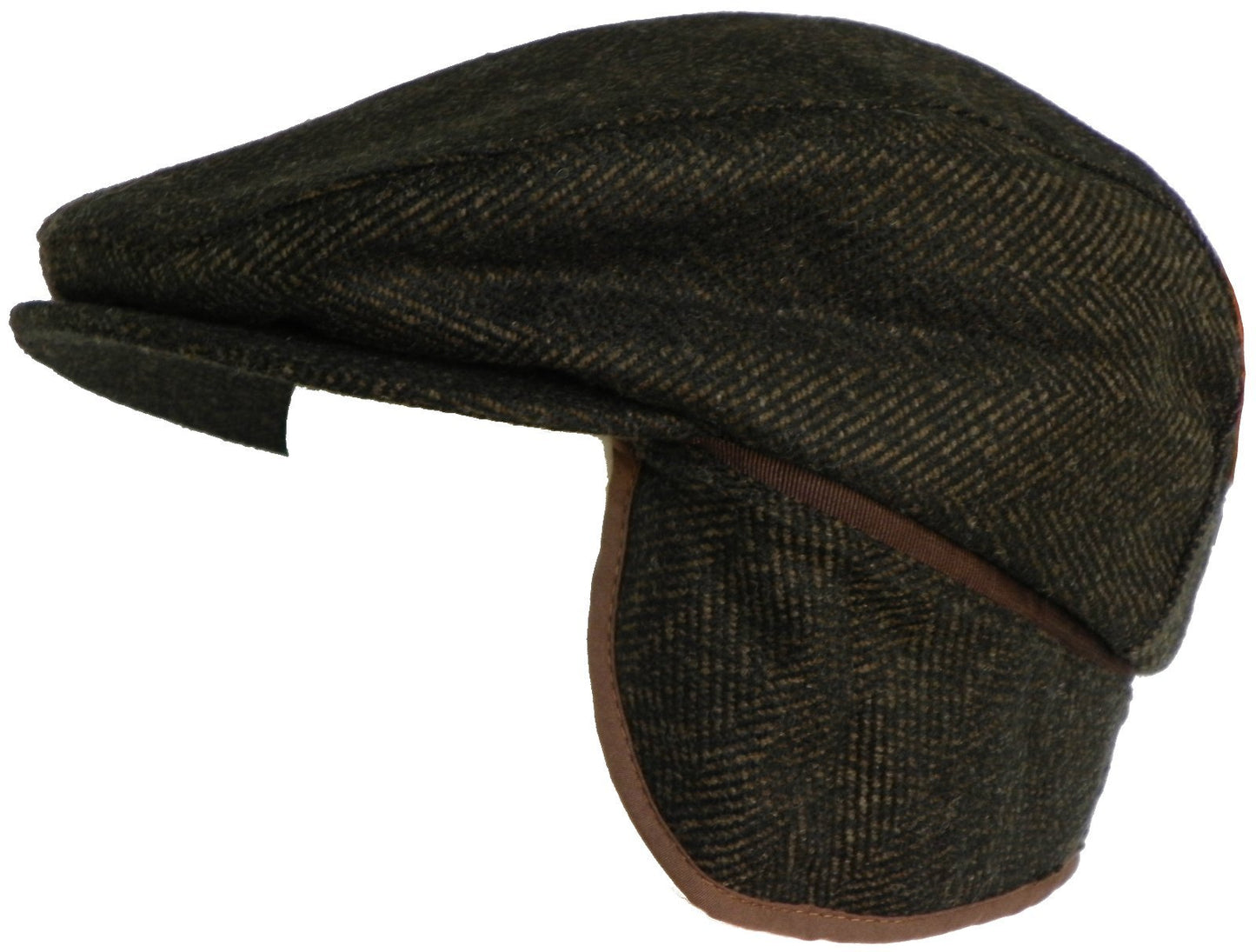 Broner Wool Herringbone Ear Flap Ivy Scally Cap Snap Bill Driver Cap