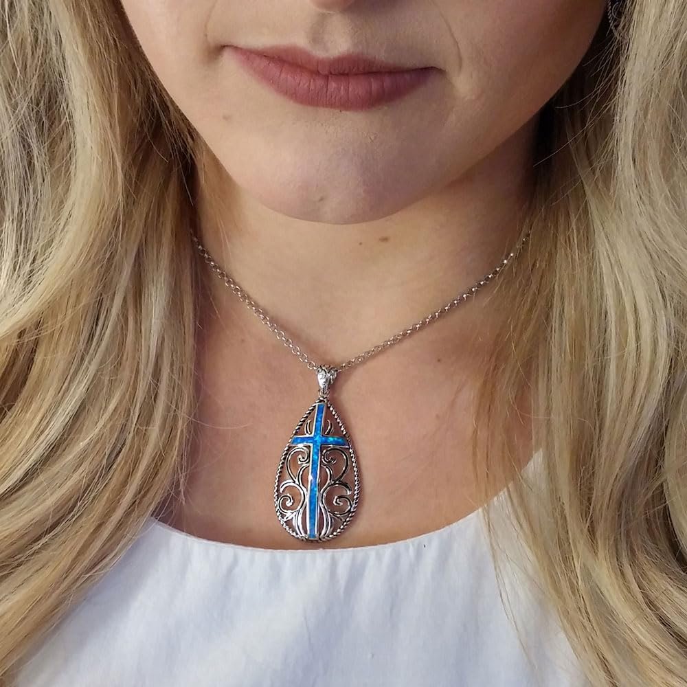 Montana Silversmiths Filigree Water Lights Cross Christian faith Western Inspired 19 Inch Necklace