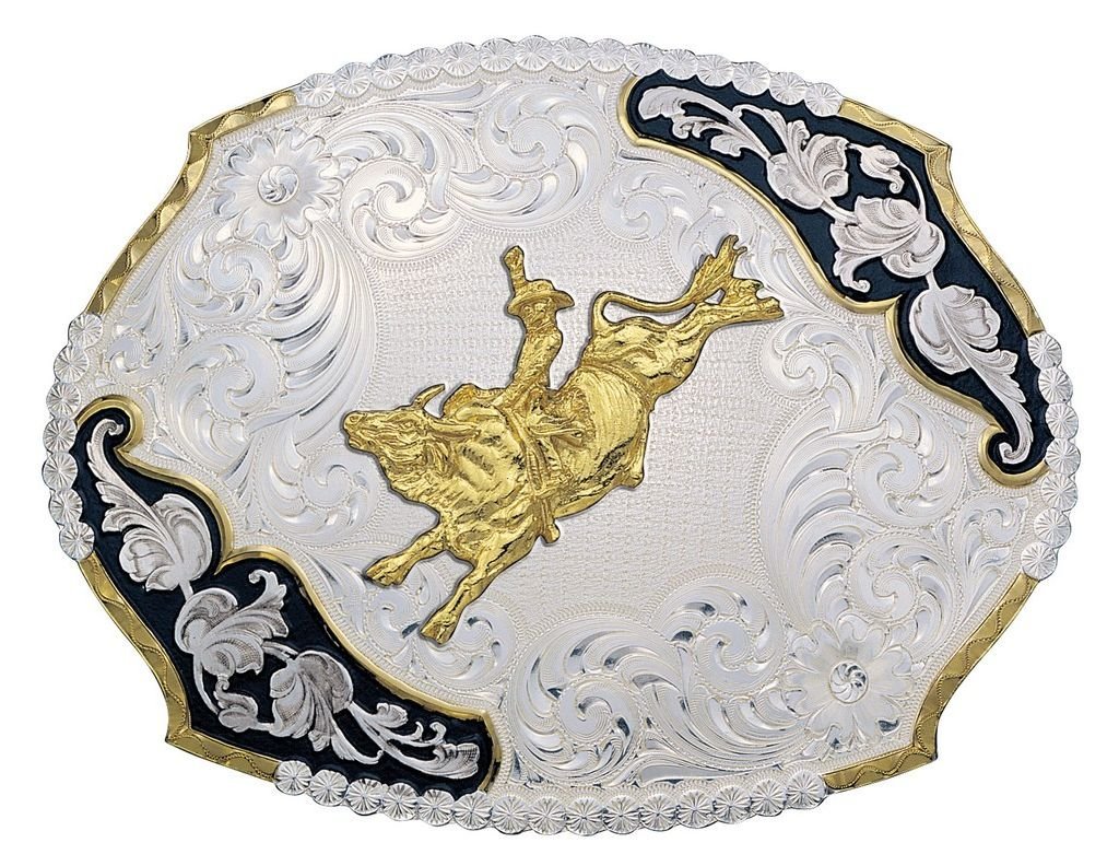 Montana Silversmiths Men's Bucking Bull Belt Buckle - 3810-528-BK One Size