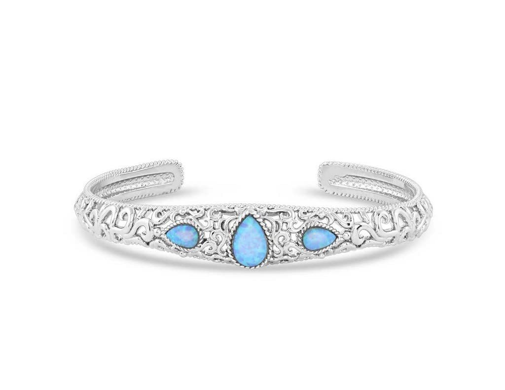 Montana Silversmiths Women's Western Lifestyle Inspired Bracelet (Crystal Pools Silver Cuff)