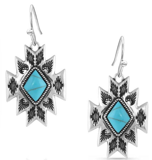 Montana Silversmiths Western Lifestyle Turquoise Dangle Earrings (Star Pendant)