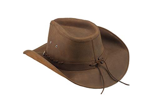 BULLHIDE Men's Briscoe Durable Leather Western Cowboy Hat 3 3/8" Brim
