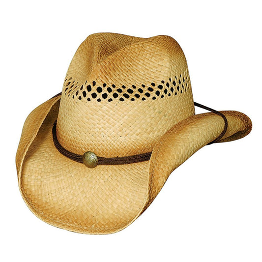 Bullhide Collection Men's Blaze Raffia Straw Western Cowboy Hat with 3 1/2" Shapeable Brim
