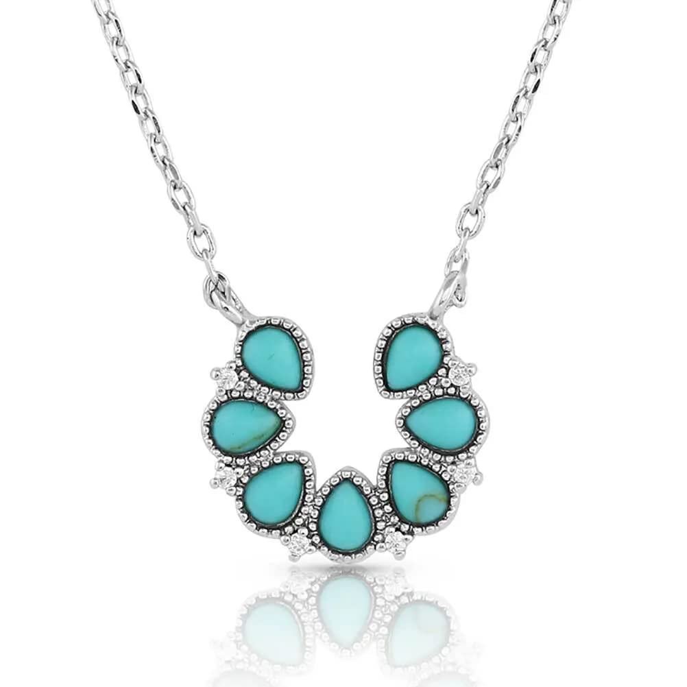 Montana Silversmiths Lucky Seven Turquoise Horseshoe Necklace - NC5291