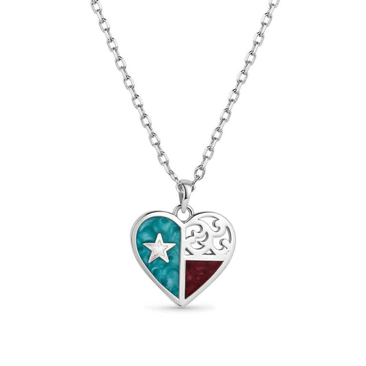 Montana Silversmiths Love for Texas Necklace - NC5818, Silver/Turquoise/Red