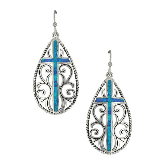 Montana Silversmiths Cross Dangle Earrings (Filigree Water Lights)