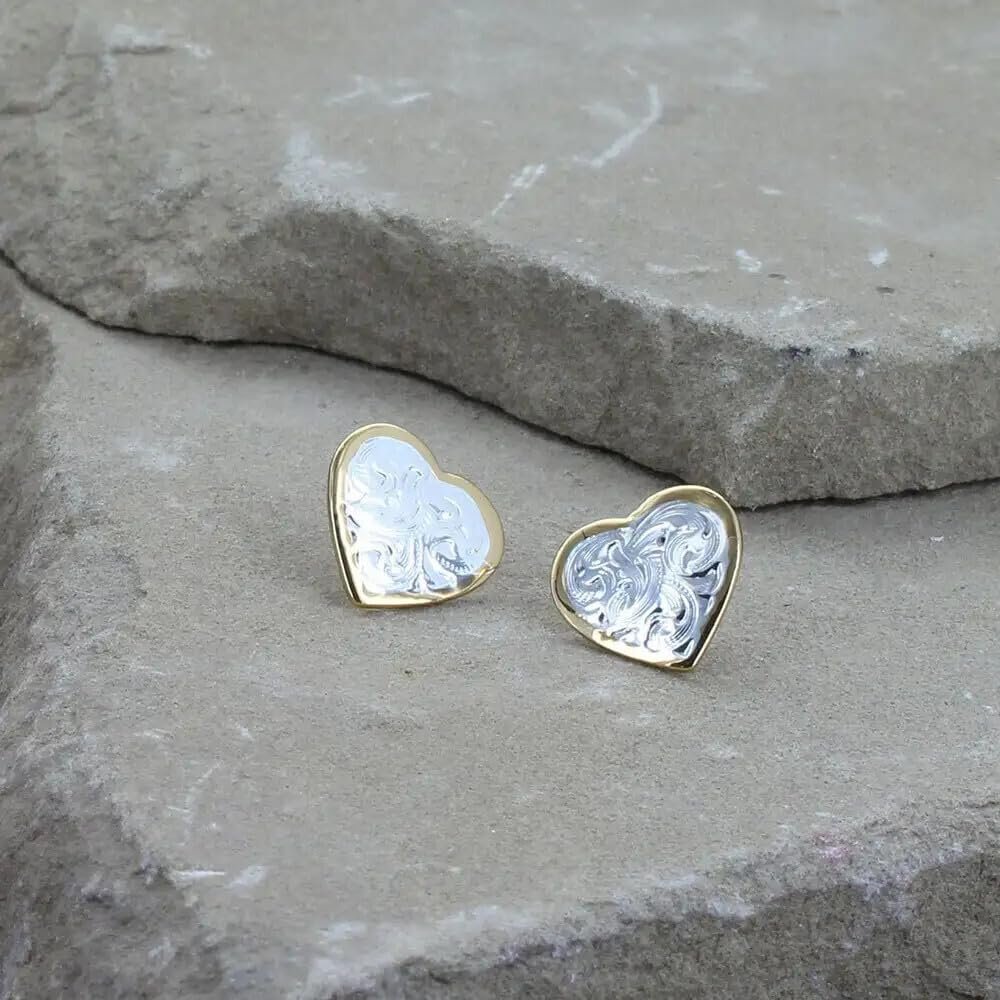 Montana Silversmiths Womens Classic Montana Heart Earrings Silver/Gold
