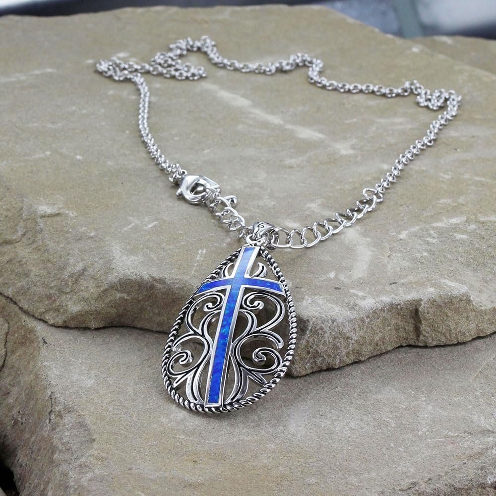 Montana Silversmiths Filigree Water Lights Cross Christian faith Western Inspired 19 Inch Necklace