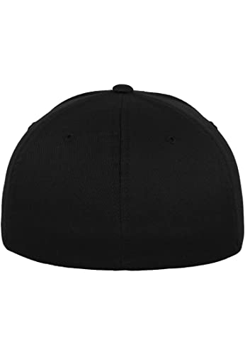 Flexfit Black Wooly Combed Stretchable Fitted Cap Kappe Baseballcap Basecap