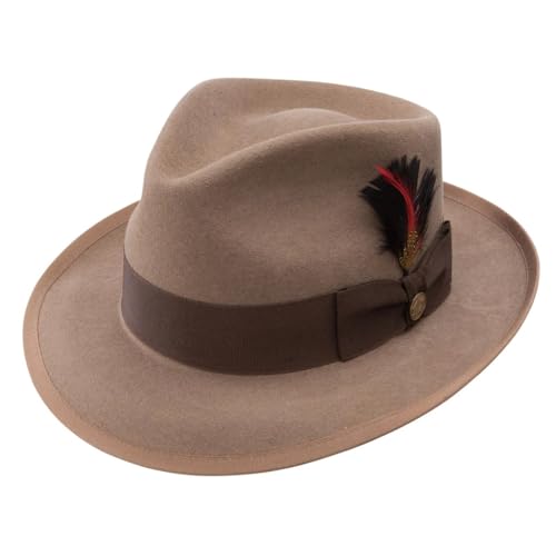 Stetson Mens Wool Felt Whippet Fedora Hat Camel