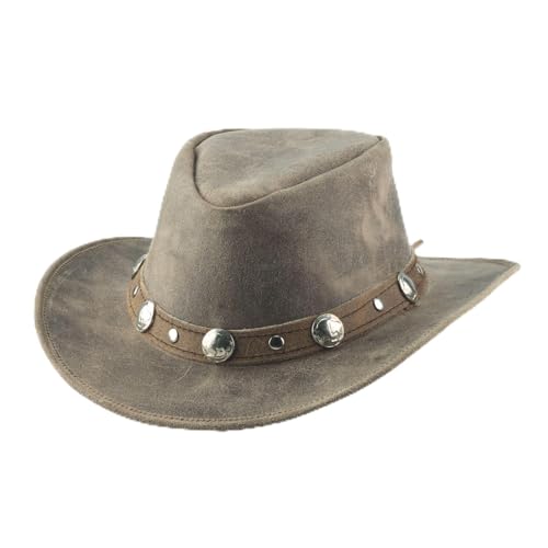 Bullhide Leather Crackled Brim 2 3/4" Cowboy Gray Hat in Size Large