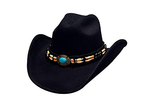 BULLHIDE Felt Collection Men's Fortune Premium Wool Cowboy Hat with Barrel-Bead Hatband and Turquoise Concho