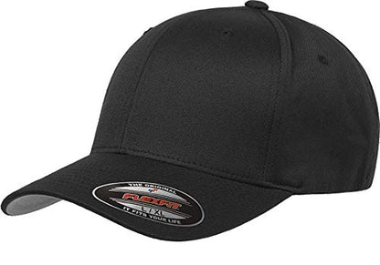 Flexfit Unisex Wooly Combed Twill Cap - 6277 (Black, Adult XXL (7 3/8"- 8"))