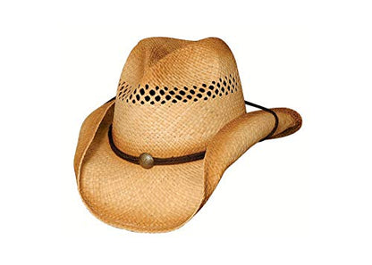 Bullhide Collection Men's Blaze Raffia Straw Western Cowboy Hat with 3 1/2" Shapeable Brim