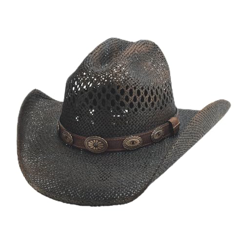 Bullhide Fashion Straw Collection Taste of Country Cowboy Hat in Size Medium Dark Brown