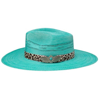 Charlie 1 Horse Right Meow 3 3/4" Turquoise Straw Fashion Hat