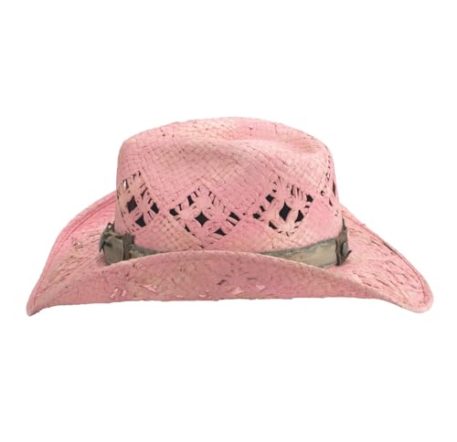 Bullhide Fashion Straw Collection Golden Girl Cowboy Pink Hat in Size Medium