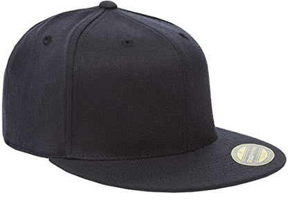 Flexfit Original Blank Flatbill Premium Fitted 210 Hat Cap Flex Fit Flat Bill Small/Medium - Dark Navy