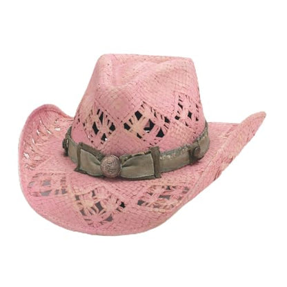 Bullhide Fashion Straw Collection Golden Girl Cowboy Pink Hat in Size X-Large