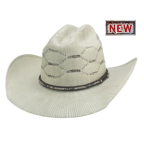 Bullhide Rodeo Round Up Straw Collection King Cobra 20X Cowboy Hat in Size 7 1/2 Natural