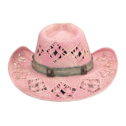 Bullhide Fashion Straw Collection Golden Girl Cowboy Pink Hat in Size Medium