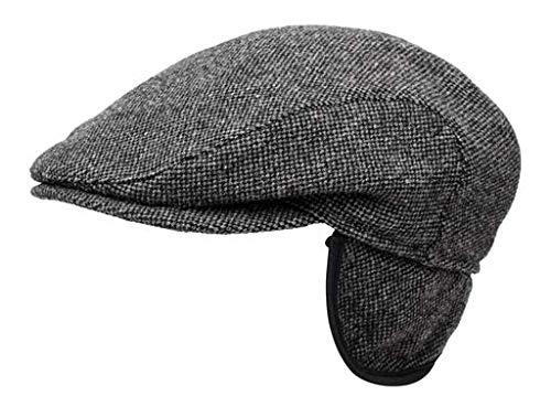 Wigens Wool Ivy Cap with Tuckaway Earflaps (56) Dark Grey